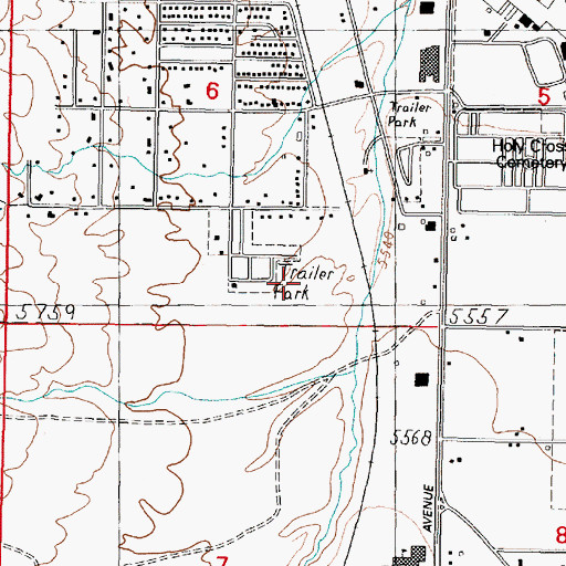Topographic Map of Valley Vista Mobile Home Community, MT