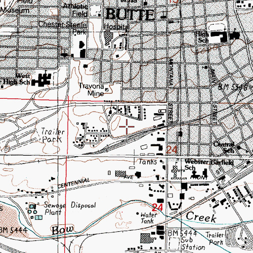 Topographic Map of AA Westside Mobile Estates, MT