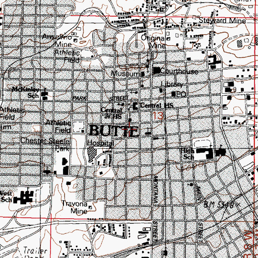 Topographic Map of Mercury Street Medical, MT