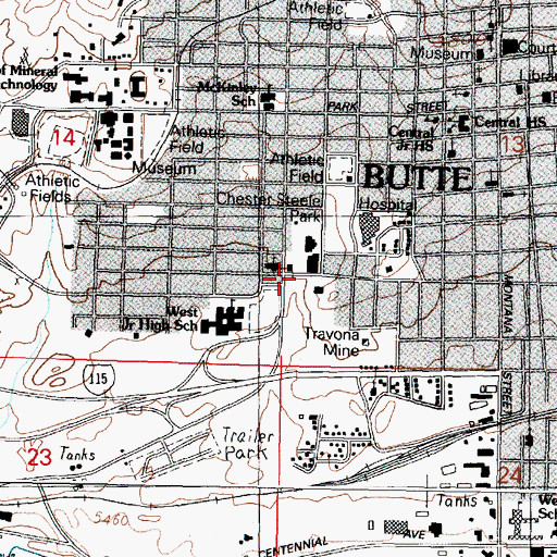 Topographic Map of Southwest Montana Radiology, MT