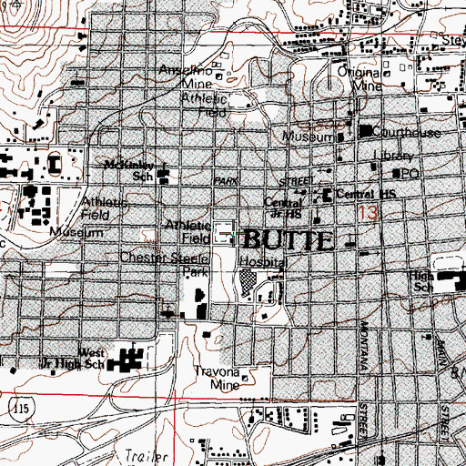 Topographic Map of Butte Orthopedic Fracture Clinic, MT