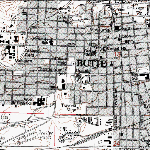 Topographic Map of Saint James Community Hospital Transitional Care Unit, MT