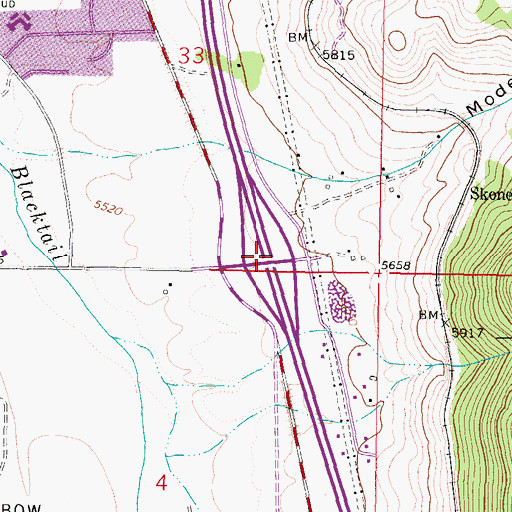 Topographic Map of Interchange 228, MT