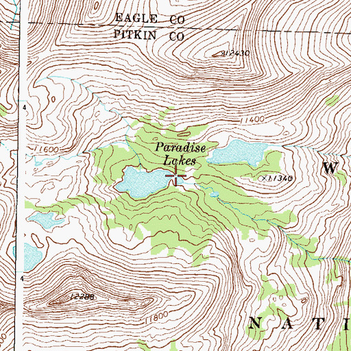 Topographic Map of Paradise Lakes, CO