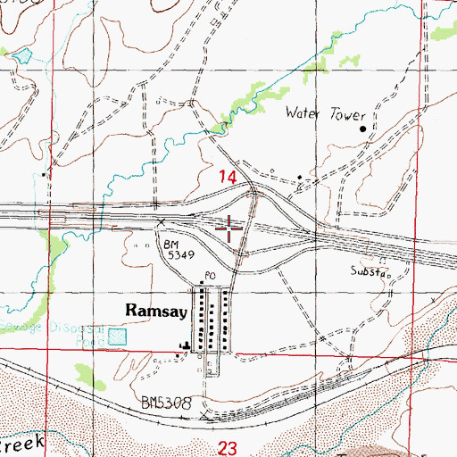 Topographic Map of Interchange 216, MT