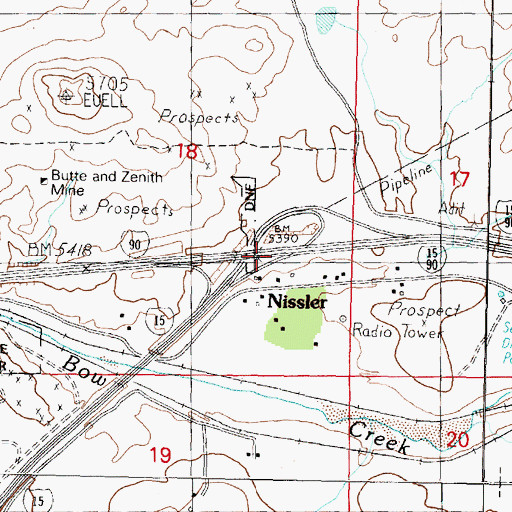 Topographic Map of Interchange 121, MT