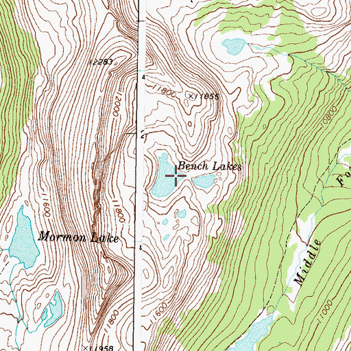 Topographic Map of Bench Lakes, CO