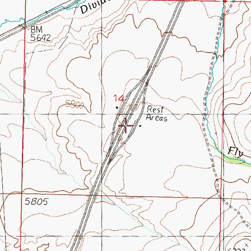 Topographic Map of Divide Rest Area, MT
