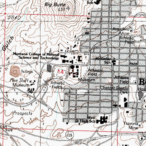 Topographic Map of Main Hall, MT