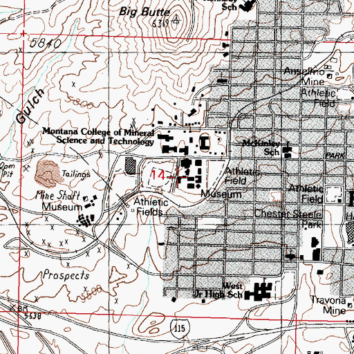 Topographic Map of Physical Plant, MT