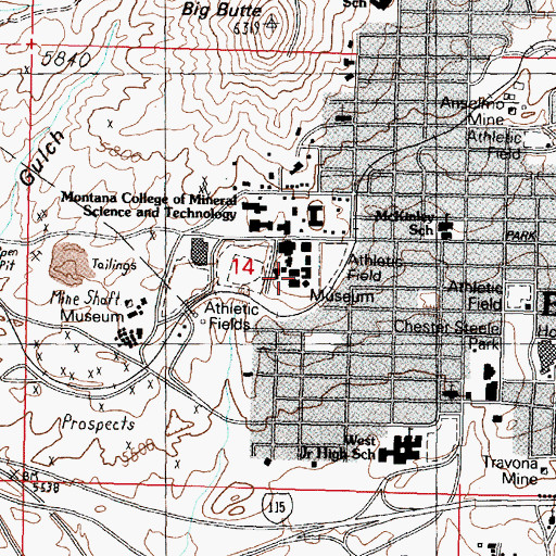 Topographic Map of Metallurgy Building, MT