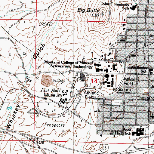 Topographic Map of Health, Physical Education and Recreation Building, MT