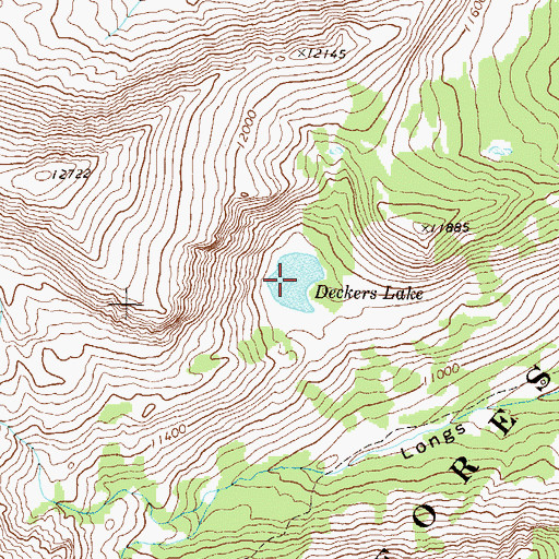 Topographic Map of Deckers Lake, CO