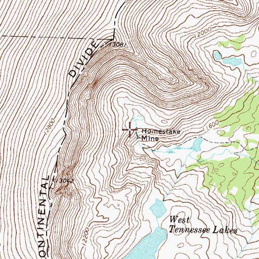 Topographic Map of Homestake Mine, CO