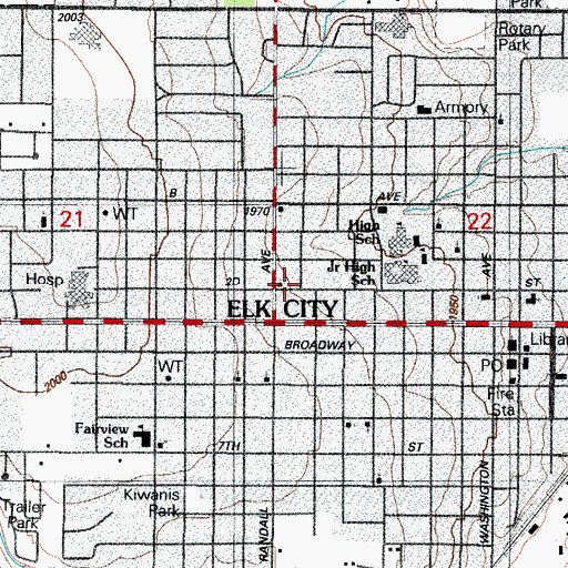 Topographic Map of Christ Lutheran Church, OK