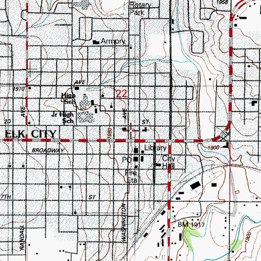 Topographic Map of Church of Christ, OK