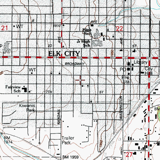 Topographic Map of Church of the Nazarene, OK