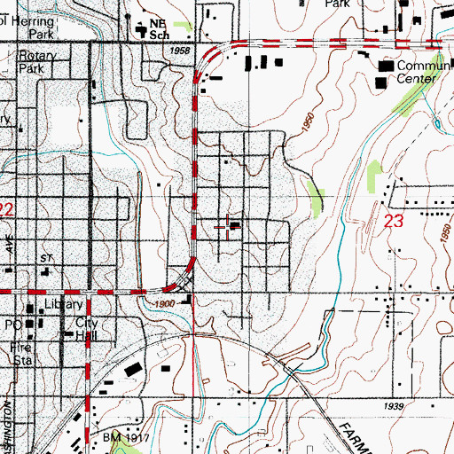 Topographic Map of Eastside Baptist Church, OK