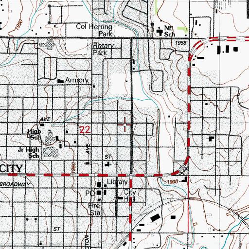 Topographic Map of First Free Will Baptist Church, OK