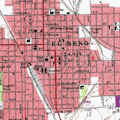 Topographic Map of Christ Memorial Episcopal Church, OK