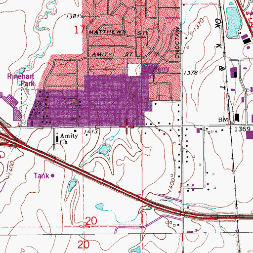 Topographic Map of Church of Christ, OK