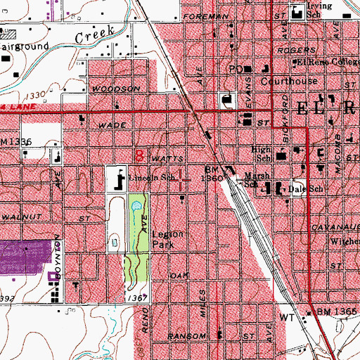 Topographic Map of Ellison Avenue United Methodist Church, OK