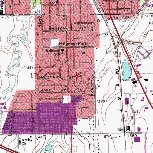 Topographic Map of First Assembly of God Church, OK