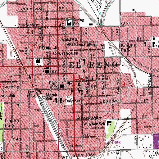 Topographic Map of First Christian Church, OK