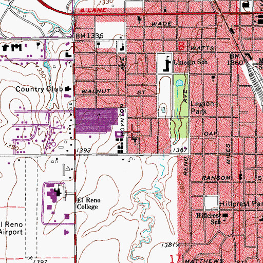 Topographic Map of Highland Baptist Church, OK