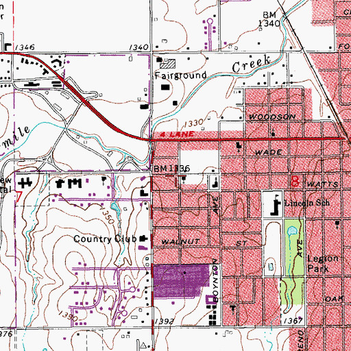 Topographic Map of Kingdom Hall-Jehovahs Witness, OK