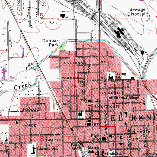 Topographic Map of Mount Moriah Baptist Church, OK