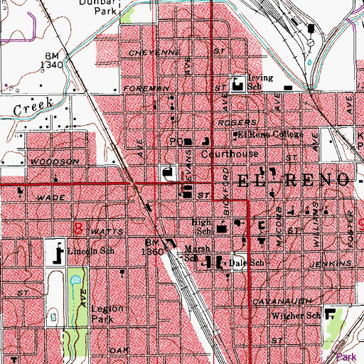 Topographic Map of Sacred Heart Catholic Church, OK