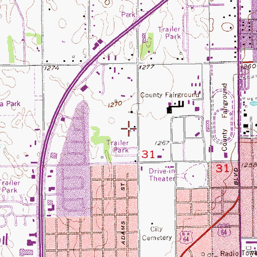 Topographic Map of Baptist Country Church, OK