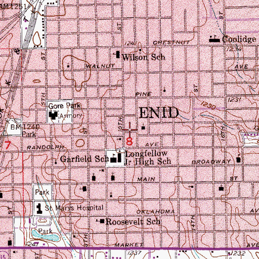 Topographic Map of Bible Baptist Church, OK