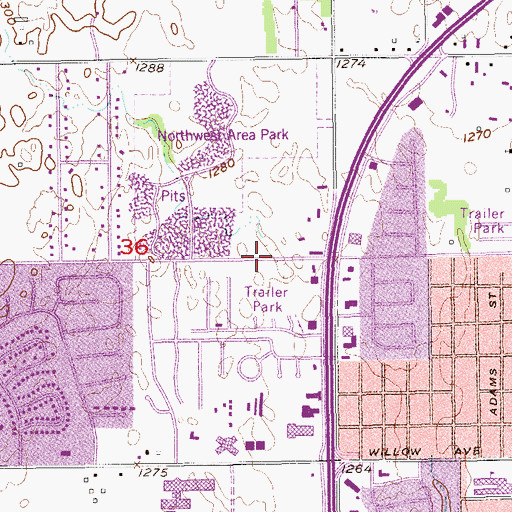 Topographic Map of Central Assembly of God Church, OK