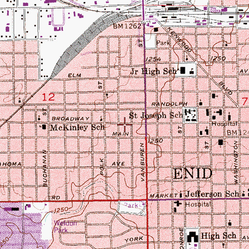 Topographic Map of Central Christian Church, OK