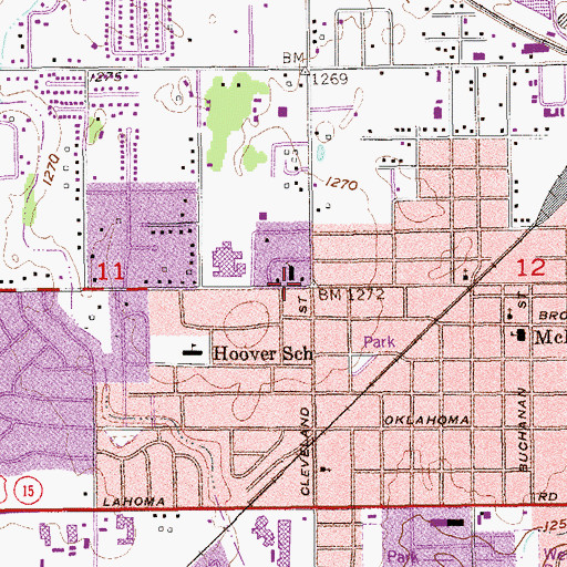 Topographic Map of Christ United Methodist Church, OK