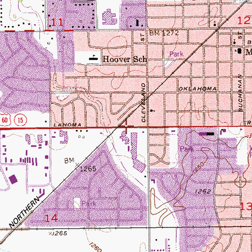 Topographic Map of Emmanuel Baptist Church, OK