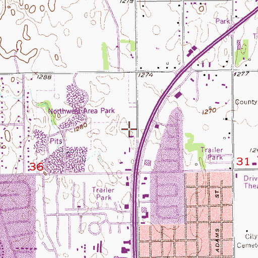 Topographic Map of Free Will Baptist Church, OK