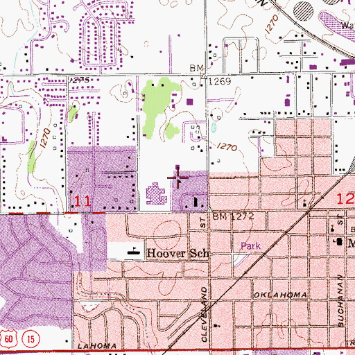 Topographic Map of Grace World Outreach Church, OK