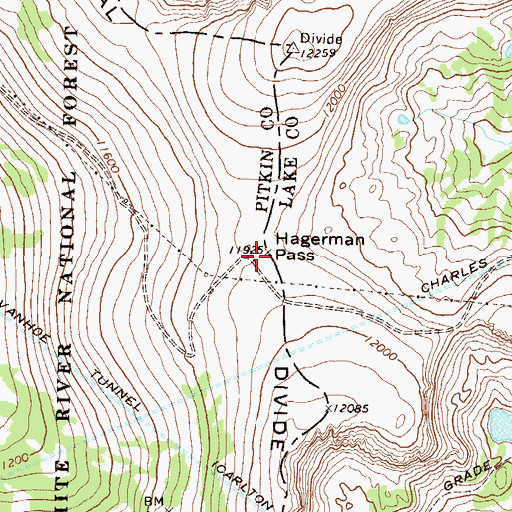 Topographic Map of Hagerman Pass, CO