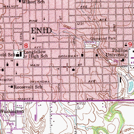 Topographic Map of Maine Nazarene Church, OK