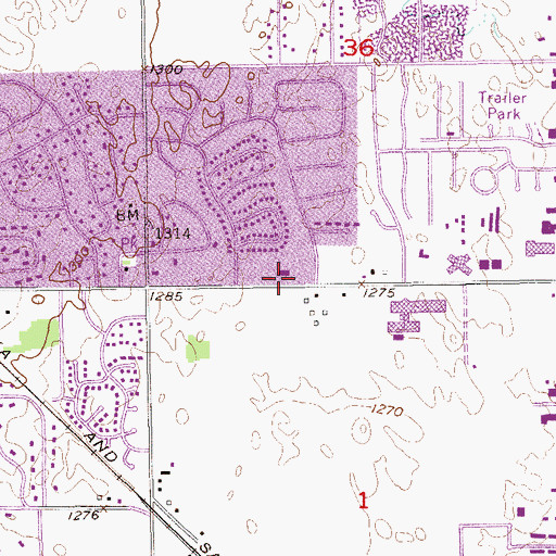 Topographic Map of Saint Gregorys Catholic Church, OK