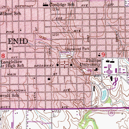 Topographic Map of Trinity United Methodist Church, OK