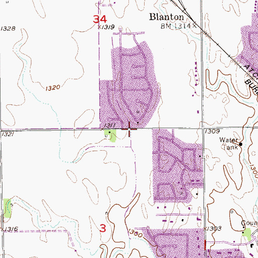 Topographic Map of West Willow Community Church, OK