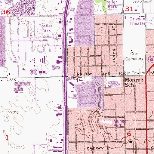 Topographic Map of Willow Road Christian Church, OK