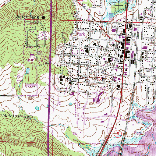 Topographic Map of Saint Pauls Catholic Church, OK