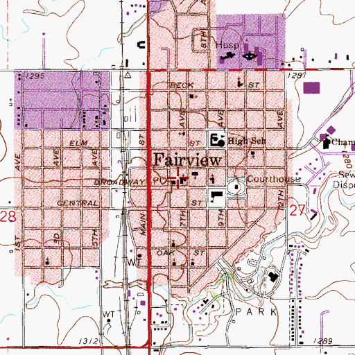 Topographic Map of First United Methodist Church, OK