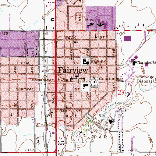 Topographic Map of First Baptist Church, OK