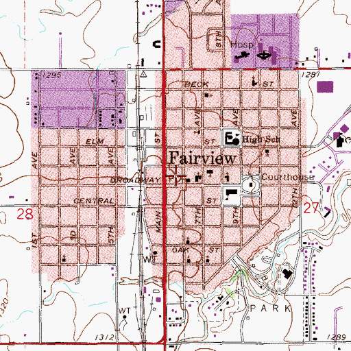 Topographic Map of Central Christian Church, OK